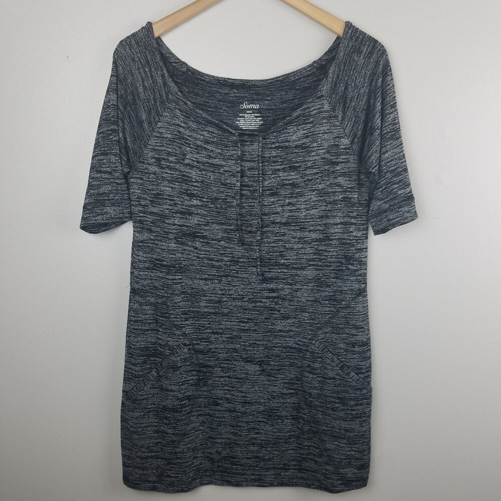 Soma Womens Marled Knit Drawstring Neckline Tunic Legging Friendly Size Small